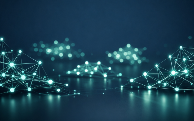 micro SaaS ideas powered by AI agents — abstract mint network of small clustered nodes on slate