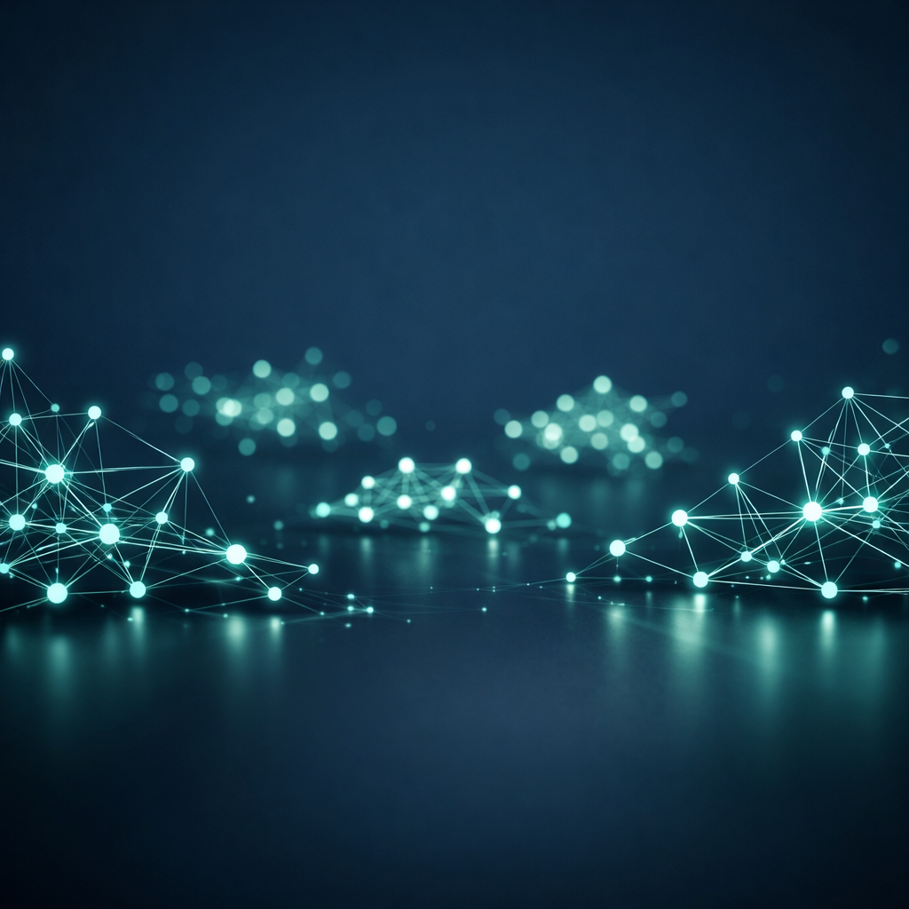 micro SaaS ideas powered by AI agents — abstract mint network of small clustered nodes on slate